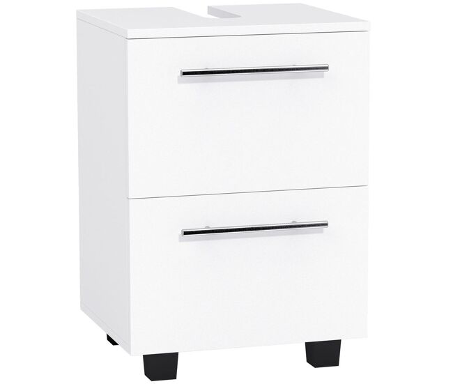 Homcom móvel sob lavatório, móvel de casa de banho compacto com gaveta e armário com porta, corte em u, estilo moderno, para lavatório sem pedestal, 41,5x35,5x59 cm, blanc