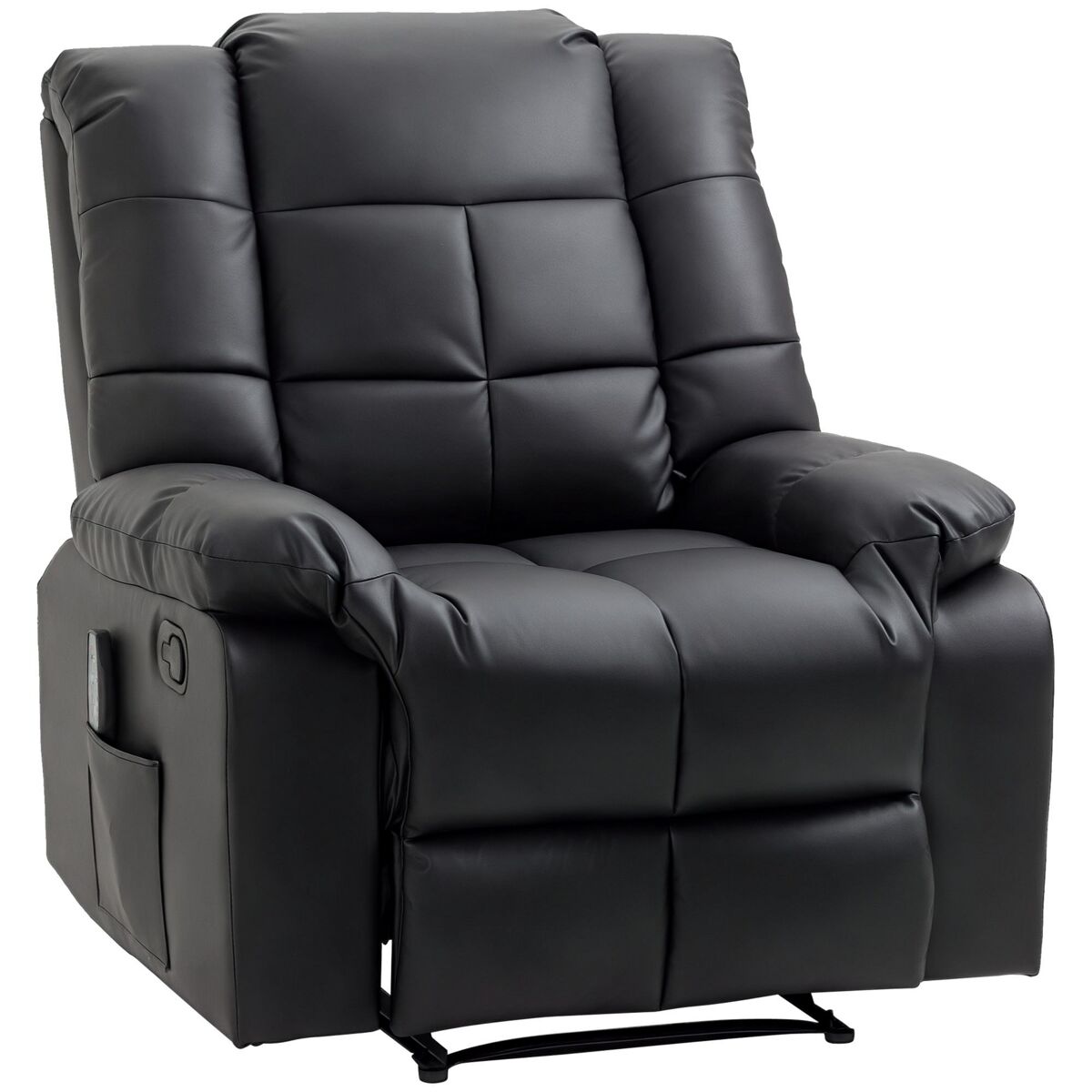 Poltrona de massagem poltrona relax reclinável com 8 pontos de massagem controlo remoto estofada em pu apoio para pés bolso lateral poltrona para sala de estar quarto 94x99x99 cm noir