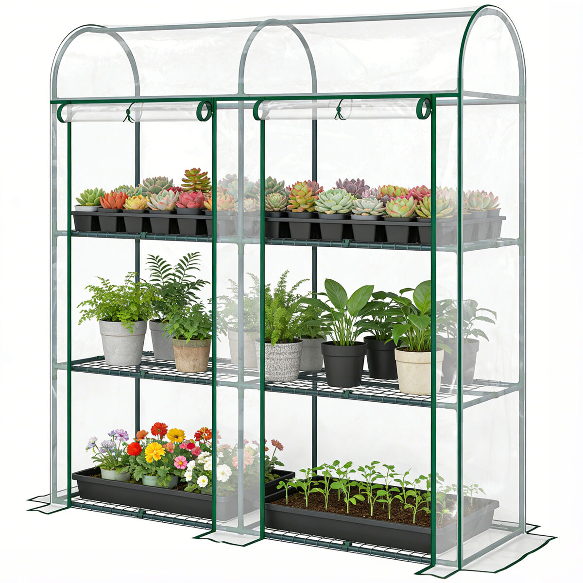 Estufa de jardim em pvc com étagère, para exterior