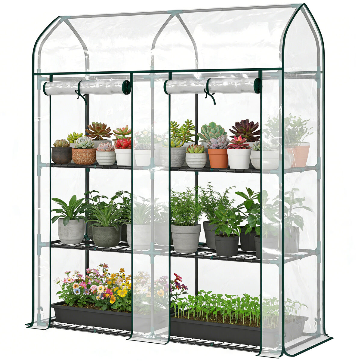 Estufa de jardim em pvc com étagère, para exterior