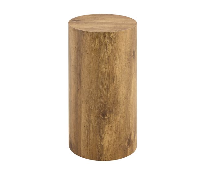 Mesa de centro redonda 30 cm - mdf com acabamento em madeira - design moderno e minimalista