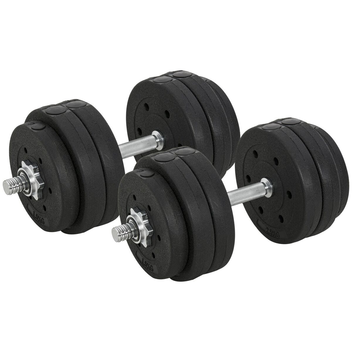 Conjunto de halteres ajustáveis 30kg com barra de conexão de acier e discos desmontáveis conjunto de pesos para treinamento em casa academia escritório noir, 43x18x7.5 cm