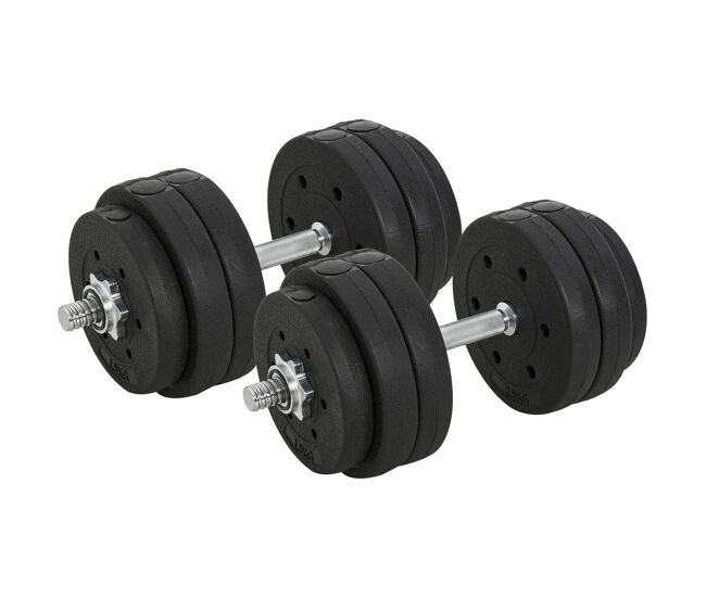 Conjunto de halteres ajustáveis 30kg com barra de conexão de acier e discos desmontáveis conjunto de pesos para treinamento em casa academia escritório noir, 43x18x7.5 cm