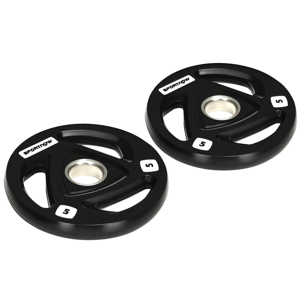 Conjunto de 2 discos de pesos olimpicos 5kg ferro fundido placas de peso revestido em borracha com orifício de 5cm para treinamento fitness em ginásio casa ø24x3,5 cm noir