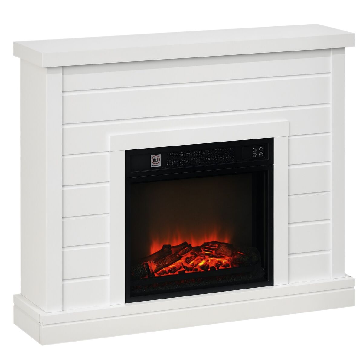 Lareira électrique 1800w decorativa com efeito de chama realista controlo remoto temporizador semanal proteção contra sobreaquecimento para ambientes de 30 m² 96,5x22x81,7 cm blanc