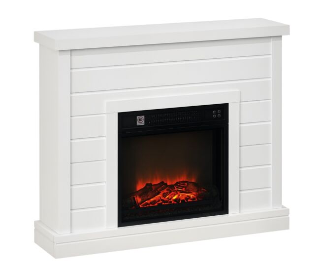 Lareira électrique 1800w decorativa com efeito de chama realista controlo remoto temporizador semanal proteção contra sobreaquecimento para ambientes de 30 m² 96,5x22x81,7 cm blanc