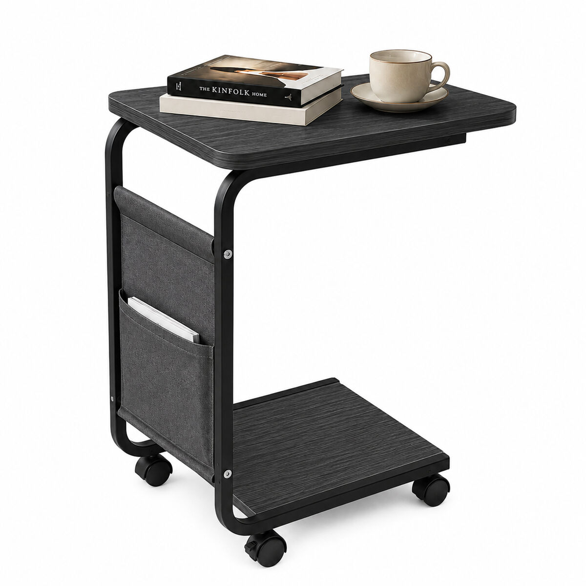 Mesa auxiliar sofá cama noire nyana home | rodas 360° com travão | bolso lateral