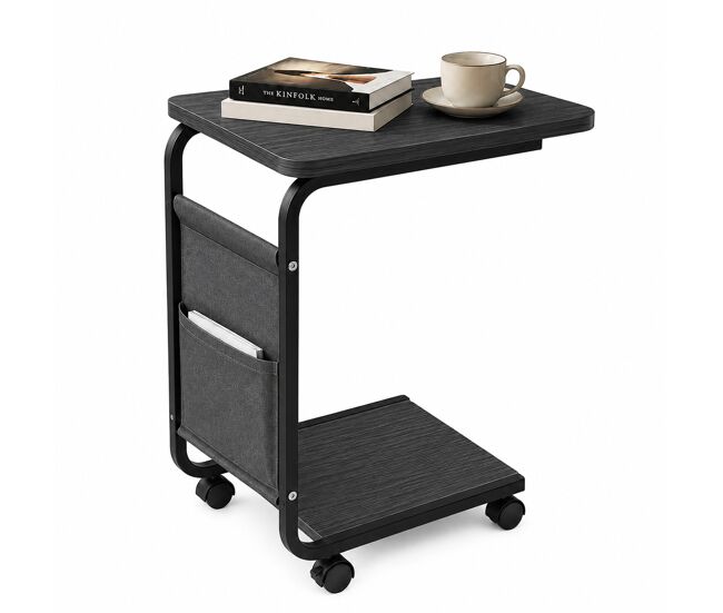 Mesa auxiliar sofá cama noire nyana home | rodas 360° com travão | bolso lateral