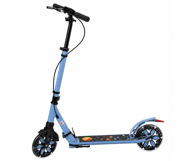 Sportnow trotinete dobrável para adolescentes e adultos com rodas luminosas, travão duplo, guiador ajustável em 4 níveis, suspensão dianteira e rolamentos abec-7, bleu
