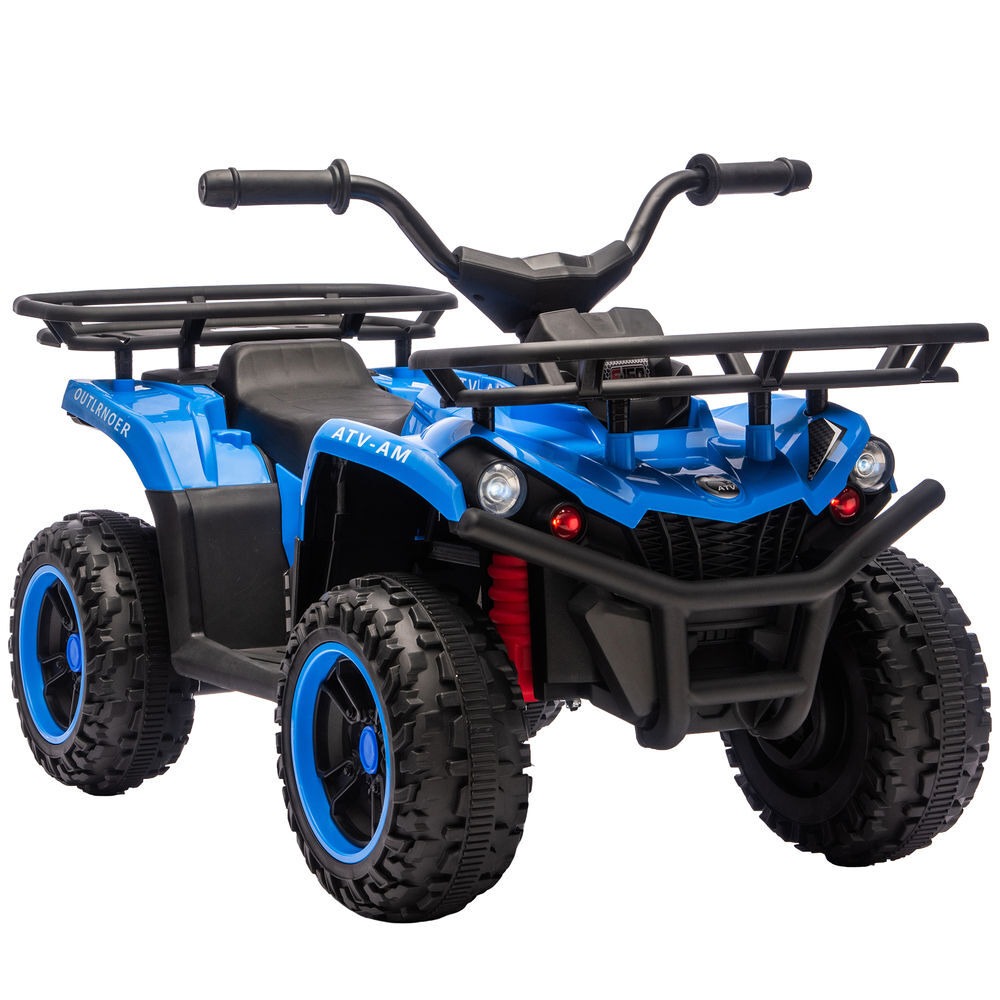 Aiyaplay quad électrique infantil 12v com 2 motores, bateria de lítio, arranque suave, mp3 e luzes led, bleu