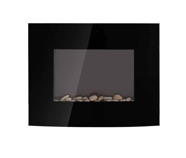 Lareira électrique de parede com potência 900/1800w controlo remoto efeito de chama realista em 7 cores 65x11,4x52cm noir