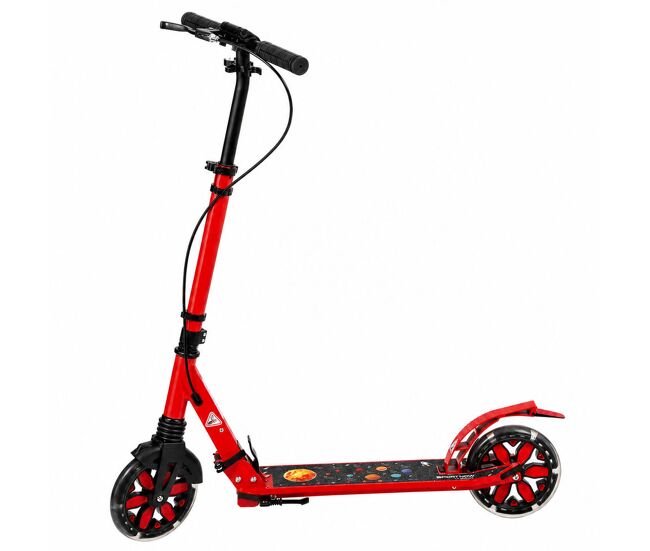 Sportnow trotinete dobrável para adolescentes e adultos com rodas luminosas, travão duplo e guiador ajustável 4 níveis, rouge