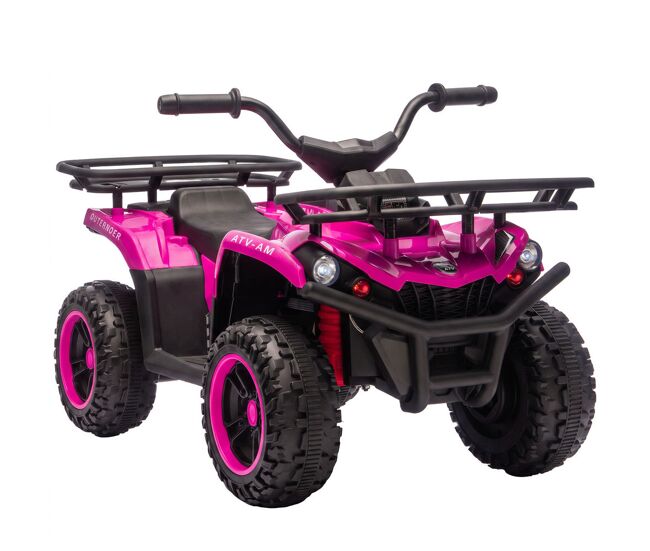 Aiyaplay quad électrique infantil 12v com 2 motores, bateria de lítio, mp3 e faróis led, rosa, 3-8 anos