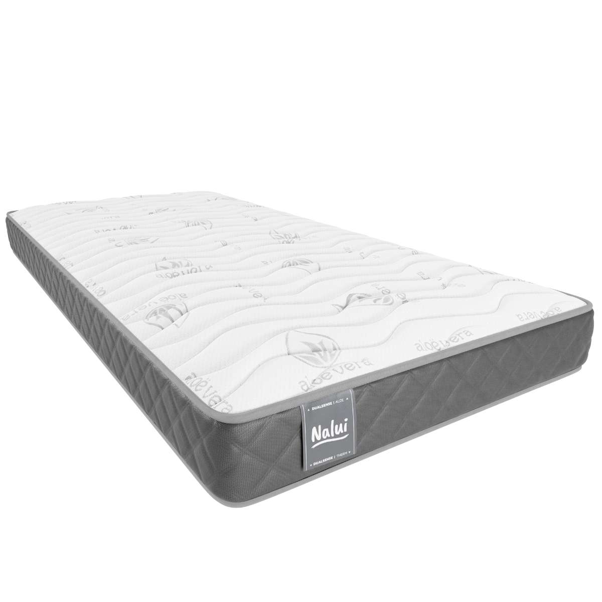 Colchão viscoelástico mulhacén dualsense nalui tecido aloe vera e 3d respirável gris