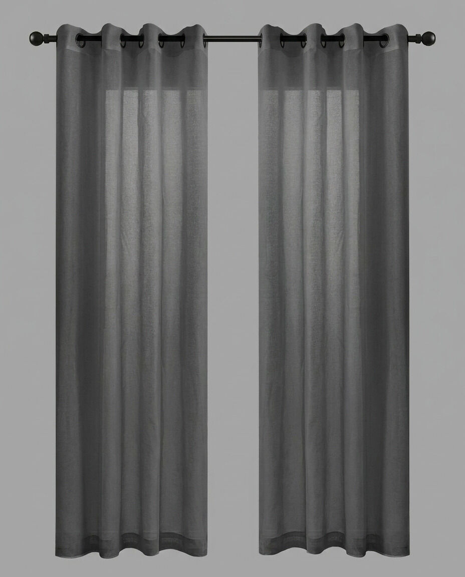 Conjunto de 2 cortinas mali 140x260cm cor cinza