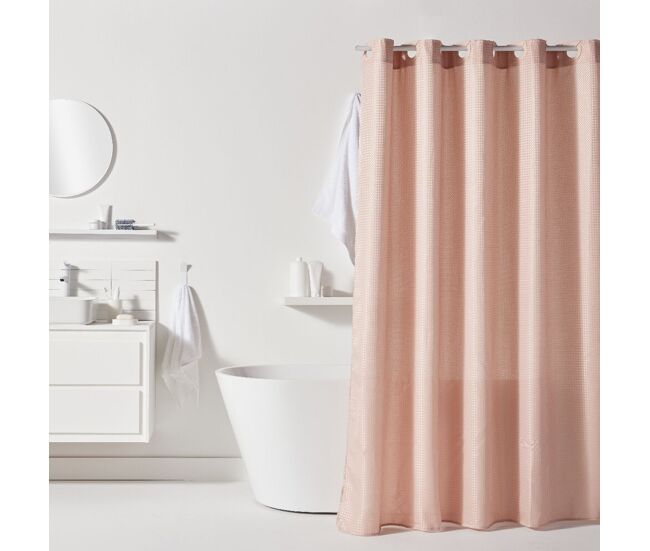 Cortina de banho jacquard 180x200cm rosa