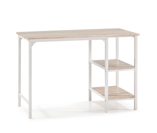Mesa de escrita colón branco, 2 prateleiras, 110 x 55 x 76 cm