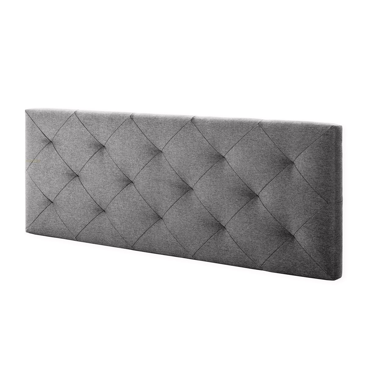 Cabeceira estofada milan 150x60 cm, losango de tecido cinzento, 8 cm de espessura