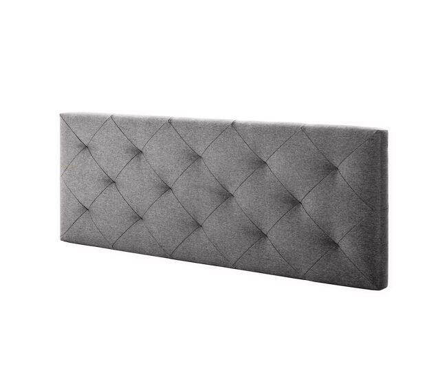 Cabeceira estofada milan 150x60 cm, losango de tecido cinzento, 8 cm de espessura