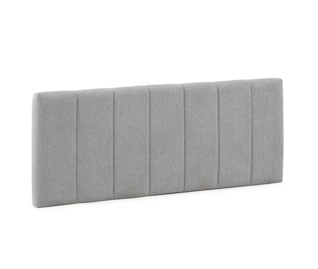 Cabeceira estofada creta 150x60 cm cinzenta, almofadada com espuma, bordado vertical, 8 cm de espessura, ferragens para pendurar incluídas