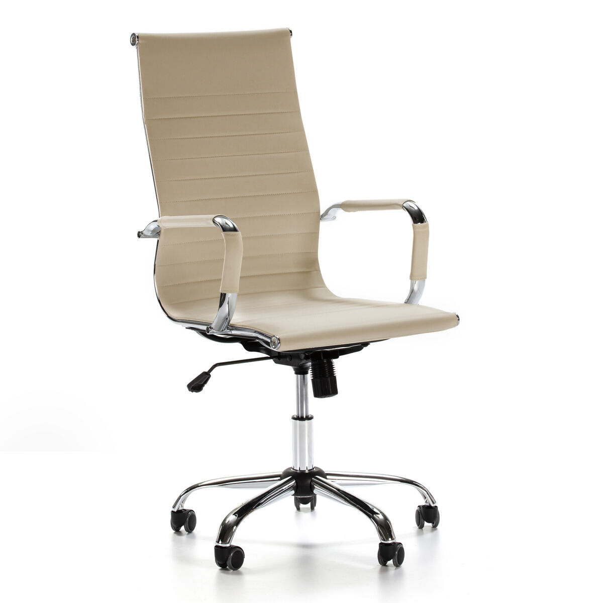 London poltrona de escritório reclinável taupe, couro sintético, altura ajustável, design ergonómico