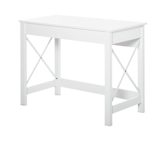Homcom secretária moderna mesa de estudo com estrutura de aço mesa de computador 105x50x76 cm branco