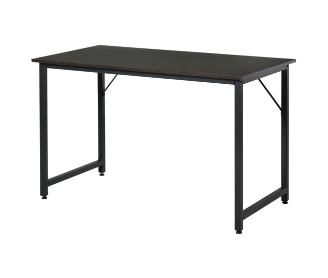 Homcom secdretária mesa de computador com pés ajustáveis e estrutura em acier secretária estilo moderno capacidade de carga 70 kg 120x60x73 cm marrom escuro e noir