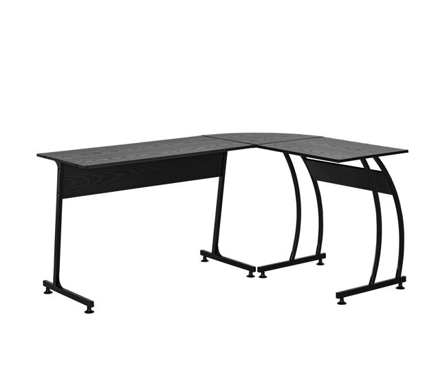 Homcom secretária em forma de l secretária com grande espaço de arrumação para estúdio escritório estilo moderno 112,5x152x74 cm preto