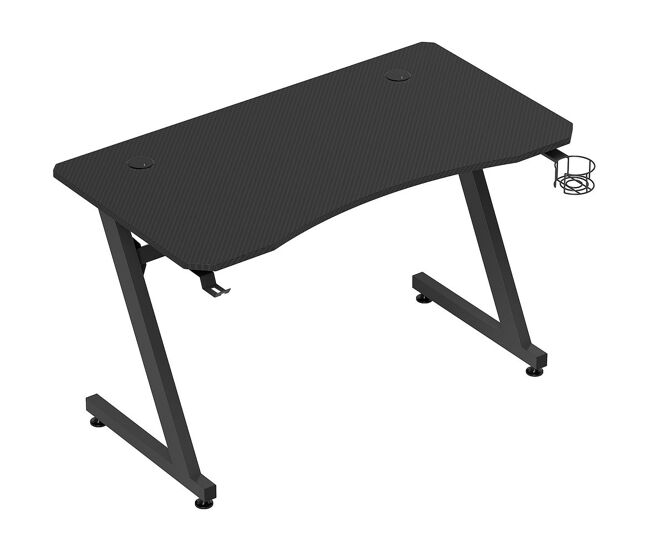 Homcom secretária gaming 120x65x74,5cm secretária gaming para computador com suporte para copos gancho para fones de ouvido e pés ajustáveis com