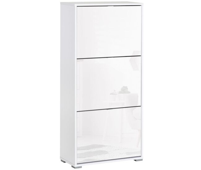 Homcom armário de sapatos moderno sapateira para corredor entrada com 6 prateleiras de armazenamento espaço de exibição 60x26x124cm branco