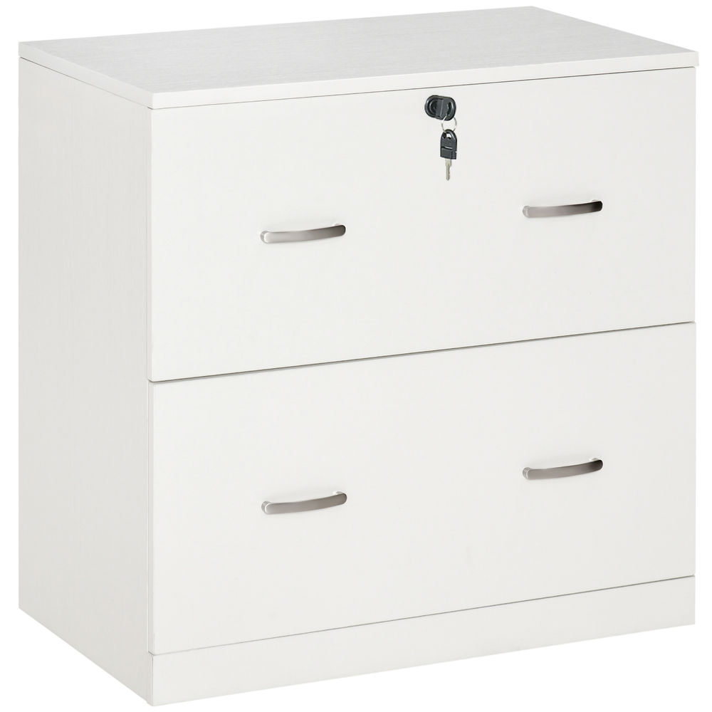 Vinsetto armário para arquivos com gavetas para escritório armário de arrumação de escritório com fechadura e 2 chaves para estúdio dormitório 74x42x72cm blanc