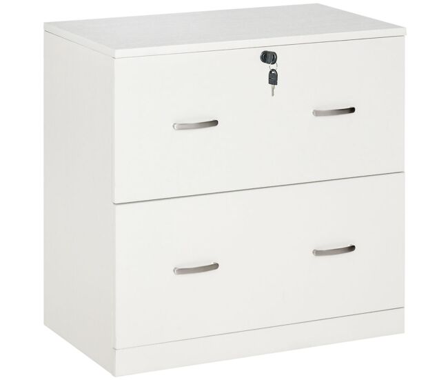 Vinsetto armário para arquivos com gavetas para escritório armário de arrumação de escritório com fechadura e 2 chaves para estúdio dormitório 74x42x72cm blanc