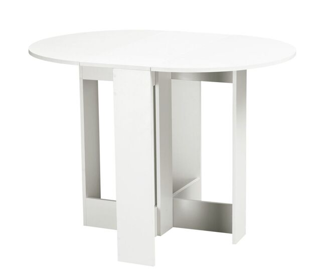 Homcom mesa de sala de jantar dobrável com 2 laterais mesa auxiliar de madeira para cozinha sala de estar 104x76x73,7 cm branco