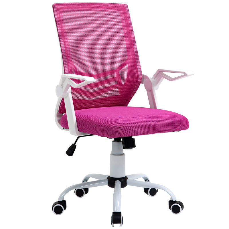 Vinsetto cadeira de escritório ergonômica cadeira de escritório giratória com altura ajustável apoio para os braços dobrável suporte lombar e encosto transpirável 62,5x55x94-104cm rosa