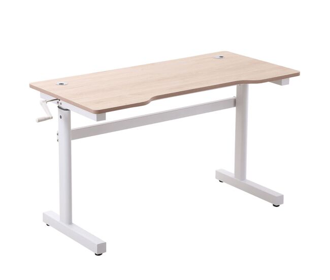 Vinsetto secretária de pé com altura ajustável a manivela e bancada de carbono secretária elevatória para escritório estúdio sala de estar carga máxima 150kg 120x60x72-117cm madeira e blanc
