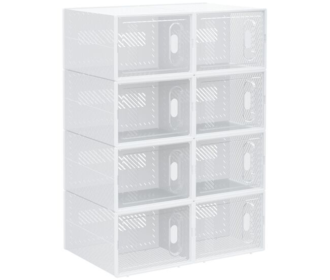 Homcom armário modular de plástico sapateira modular com 8 cubos portas magnéticas organizador de sapatos para entrada corredor dormitório