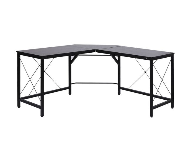 Homcom secretária em forma de l secretária para escritório com estrutura de metal carga 70 kg secretária de canto para escritório estúdio 150x150x76