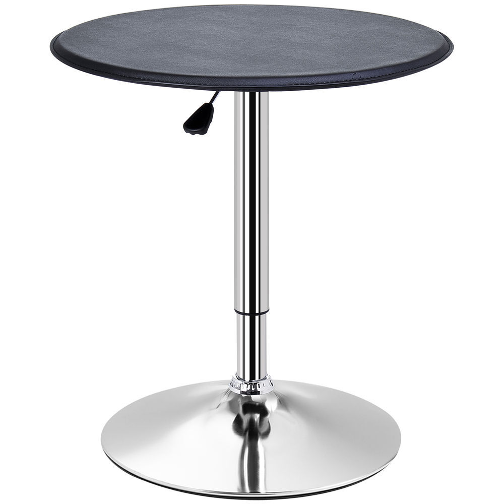 Homcom mesa de bar redonda ajustável em altura 67-93 cm, mesa alta de bar, tampo ø63 cm giratório 360°, com base redonda de metal cromado, para cozinha, sala de jantar, preto