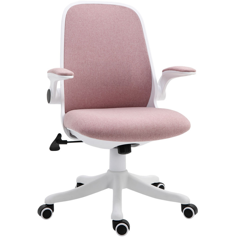 Vinsetto cadeira de escritório giratória função de inclinação altura ajustável ergonômica com apoio de braço elevavel carga 120 kg 62,5x60x94-104cm rosa