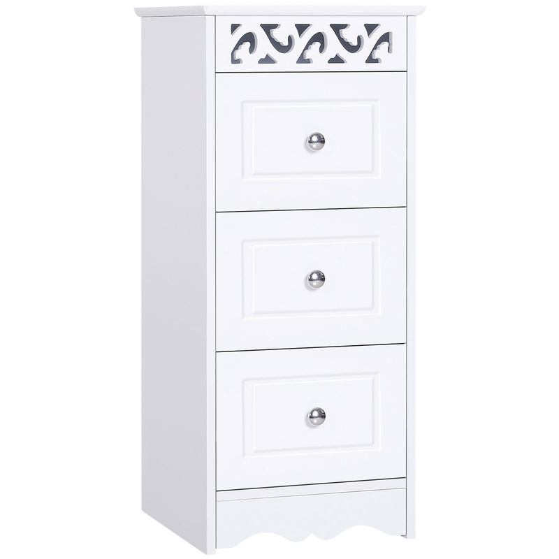Homcom armário auxiliar casa de banho com 3 gavetas armário multifuncional móvel de armazenamento para casa de banho cozinha dormitório 29,8x29,8x68,5 cm blanc