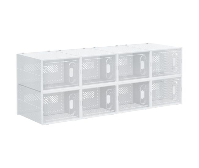 Homcom armário modular de plástico sapateira modular com 8 cubos portas magnéticas organizador de sapatos para entrada corredor dormitório 28x36x21cm