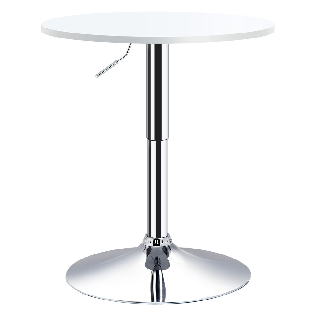 Homcom mesa de bar ajustável em altura com base redonda e antideslizante para cozinha sala de jantar ø60x69-93 cm blanc
