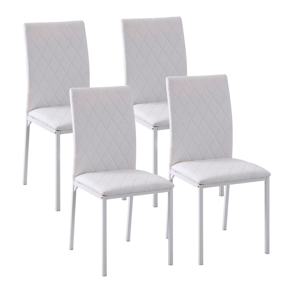 Homcom conjunto de 4 cadeiras de sala de jantar, cadeiras modernas para cozinha, encosto alto com costuras decorativas em forma de diamante, estofadas