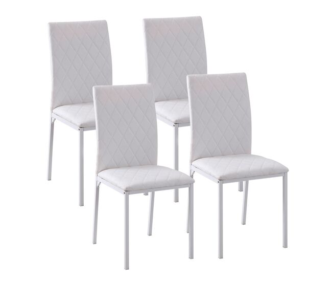 Homcom conjunto de 4 cadeiras de sala de jantar, cadeiras modernas para cozinha, encosto alto com costuras decorativas em forma de diamante, estofadas