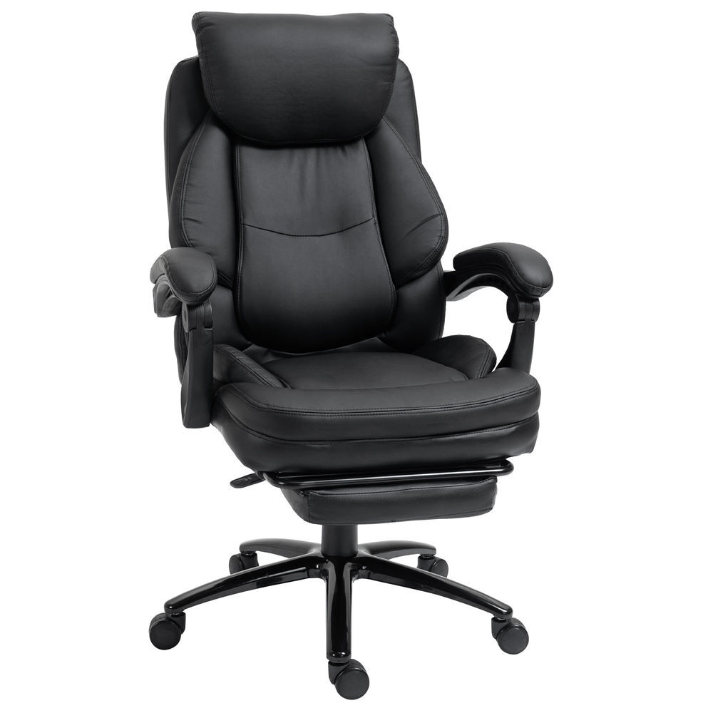 Vinsetto cadeira de escritório ergonómica cadeira de escritório com altura ajustável com encosto inclinável em até 130° função basculante e apoio para os pés retrátil acier 73x66x112-118cm noir