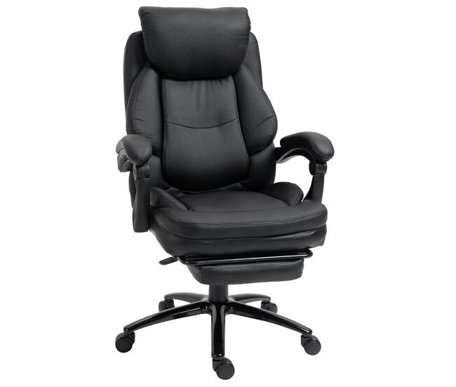 Vinsetto cadeira de escritório ergonómica cadeira de escritório com altura ajustável com encosto inclinável em até 130° função basculante e apoio para os pés retrátil acier 73x66x112-118cm noir