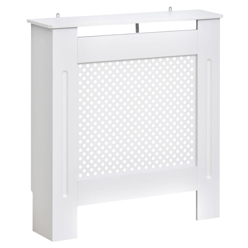 Homcom cobertura de radiador de mdf cobertura para radiador com prateleira estilo moderno 78x19x82 cm branco