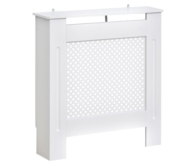 Homcom cobertura de radiador de mdf cobertura para radiador com prateleira estilo moderno 78x19x82 cm branco