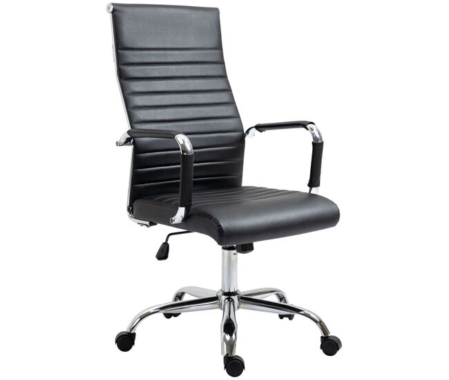 Vinsetto cadeira de escritório ergonômica giratoria 360° inclinável com altura ajustável rodas apoio de braços 54x62x104-114 cm noir