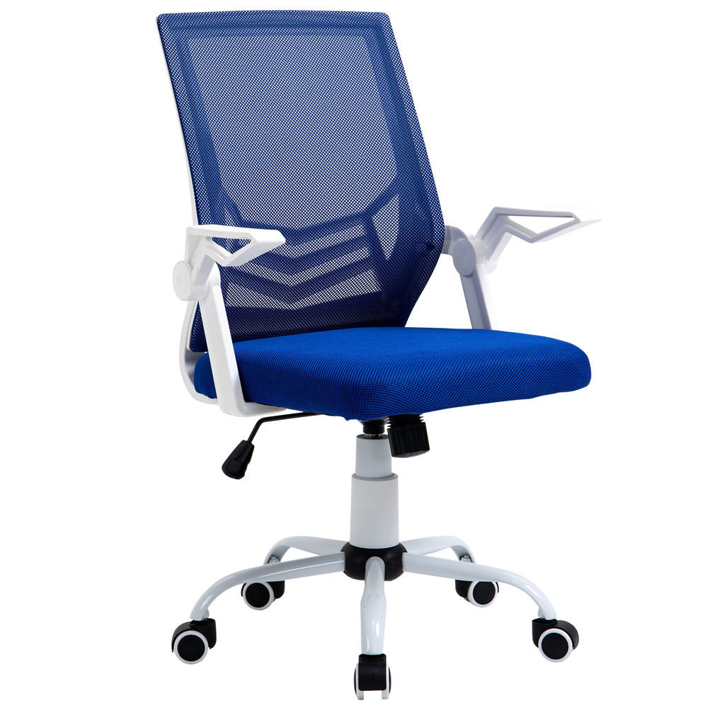 Vinsetto cadeira de escritório ergonômica cadeira de escritório giratória com altura ajustável apoio para os braços dobrável suporte lombar e encosto transpirável 62,5x55x94-104cm bleu